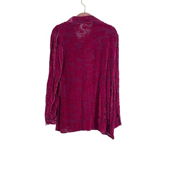 Diane Von Furstenberg Top Women M Pink Burnout Floral Mesh Vintage Preppy Silk - Picture 3 of 13